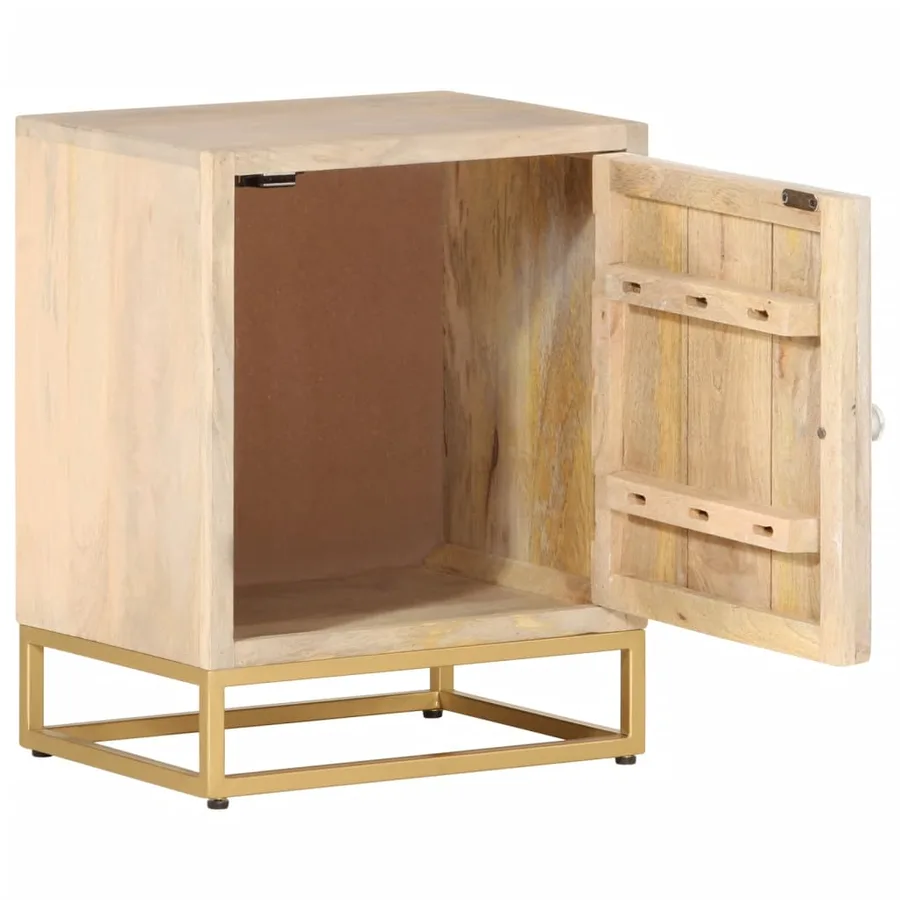 Table de chevet 40x30x50 cm bois massif manguier et fer - 2