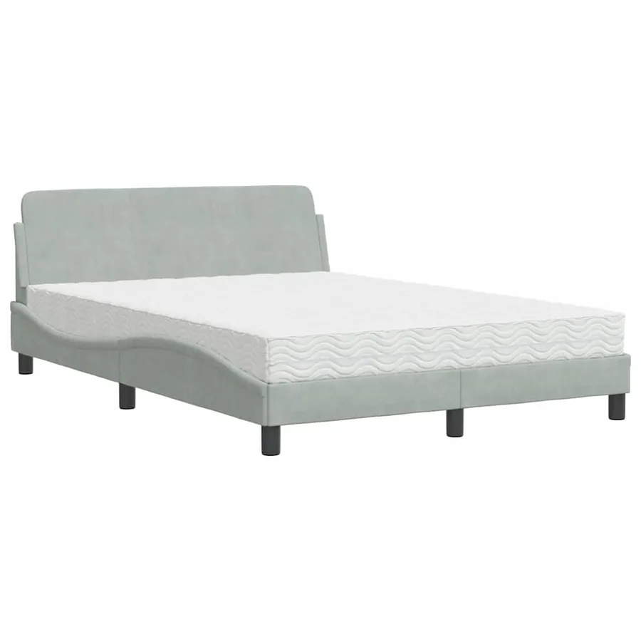Lit avec matelas Dover gris clair 140x200 cm velours - 2