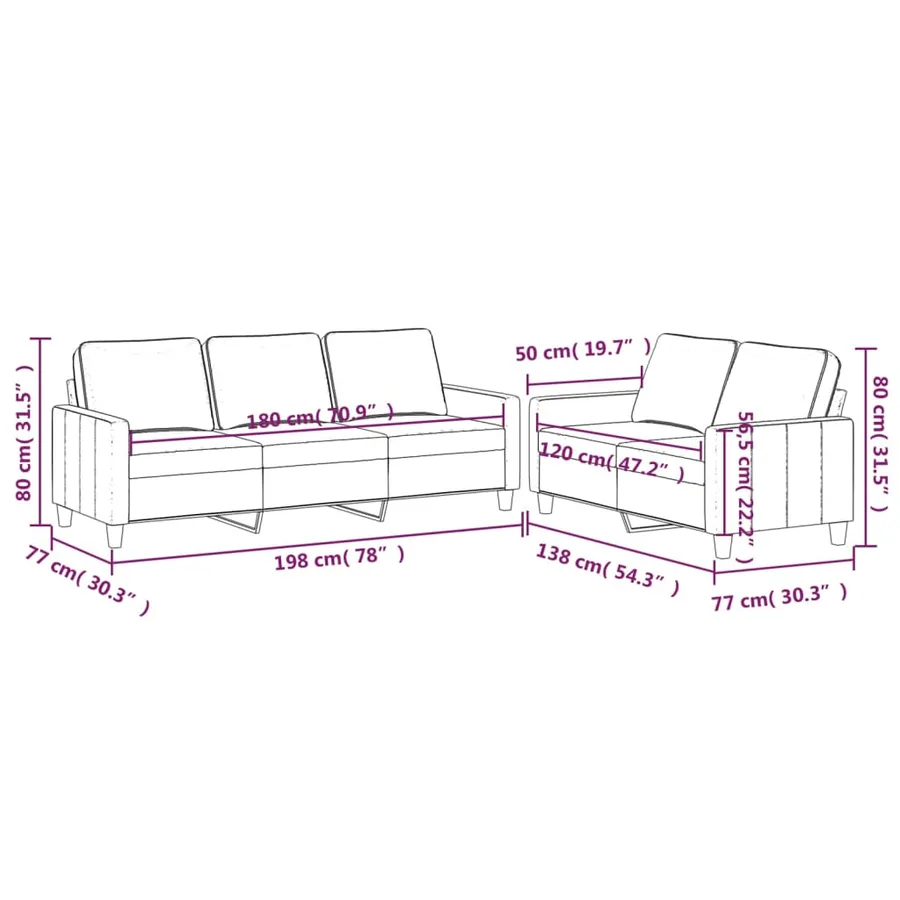 Ensemble de canapés 2 pcs avec coussins Gris foncé Velours - 7