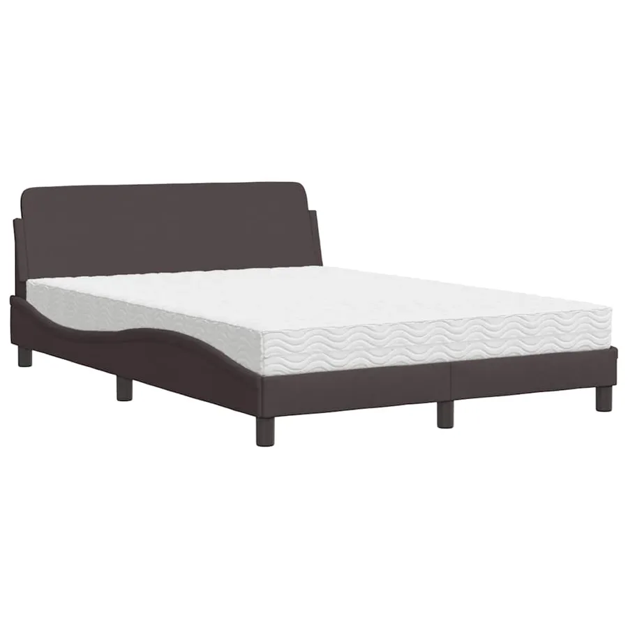 Lit avec matelas Dover marron foncé 140x200 cm tissu - 2