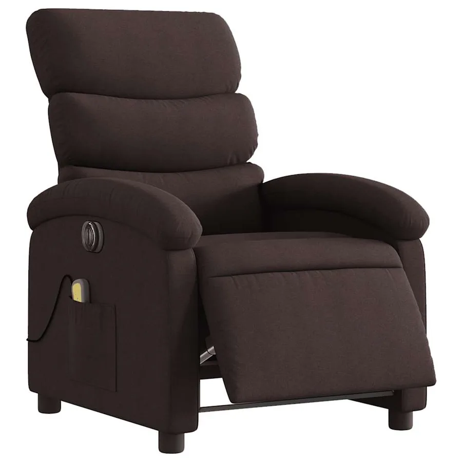 Fauteuil de massage inclinable électrique Marron foncé Tissu - 3