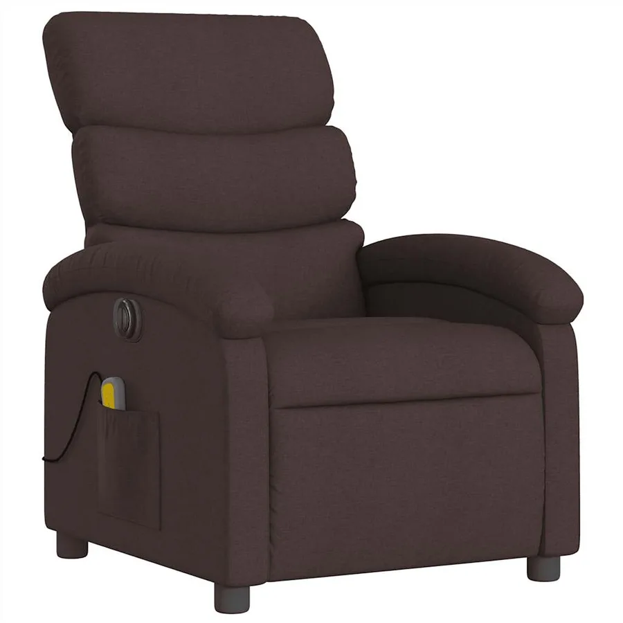 Fauteuil de massage inclinable électrique Marron foncé Tissu - 4