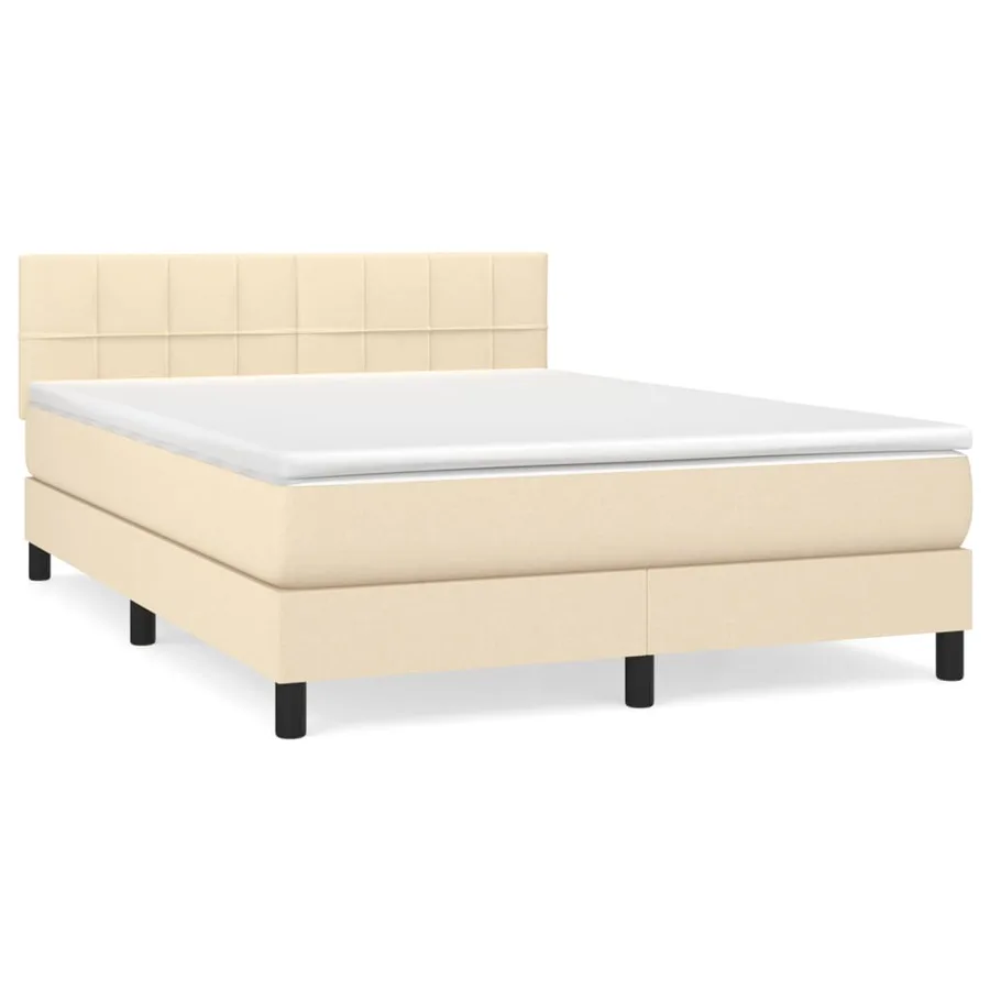 Sommier à lattes de lit avec matelas Crème 140x190 cm Tissu - 2
