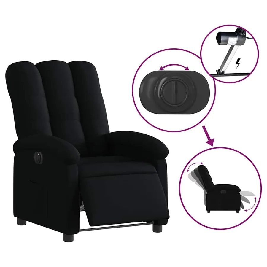 Fauteuil inclinable électrique Noir Tissu - 6
