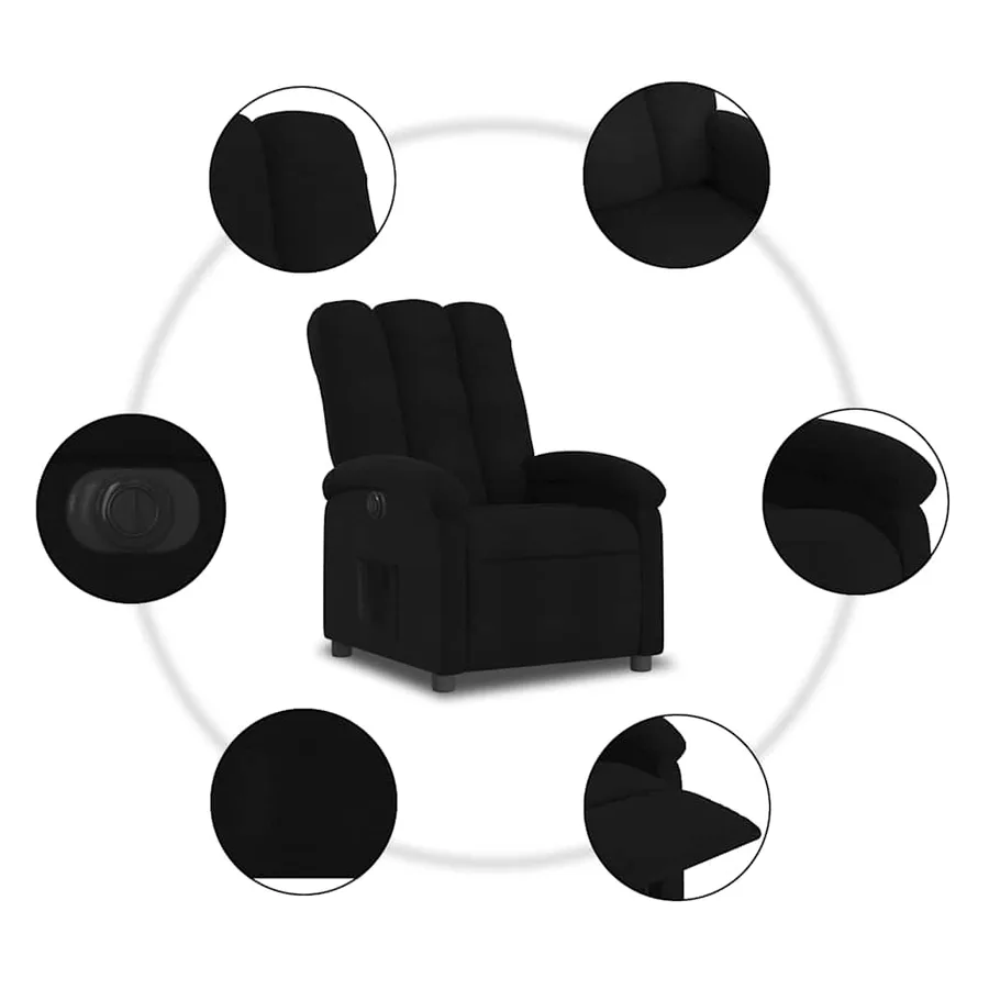 Fauteuil inclinable électrique Noir Tissu - 8
