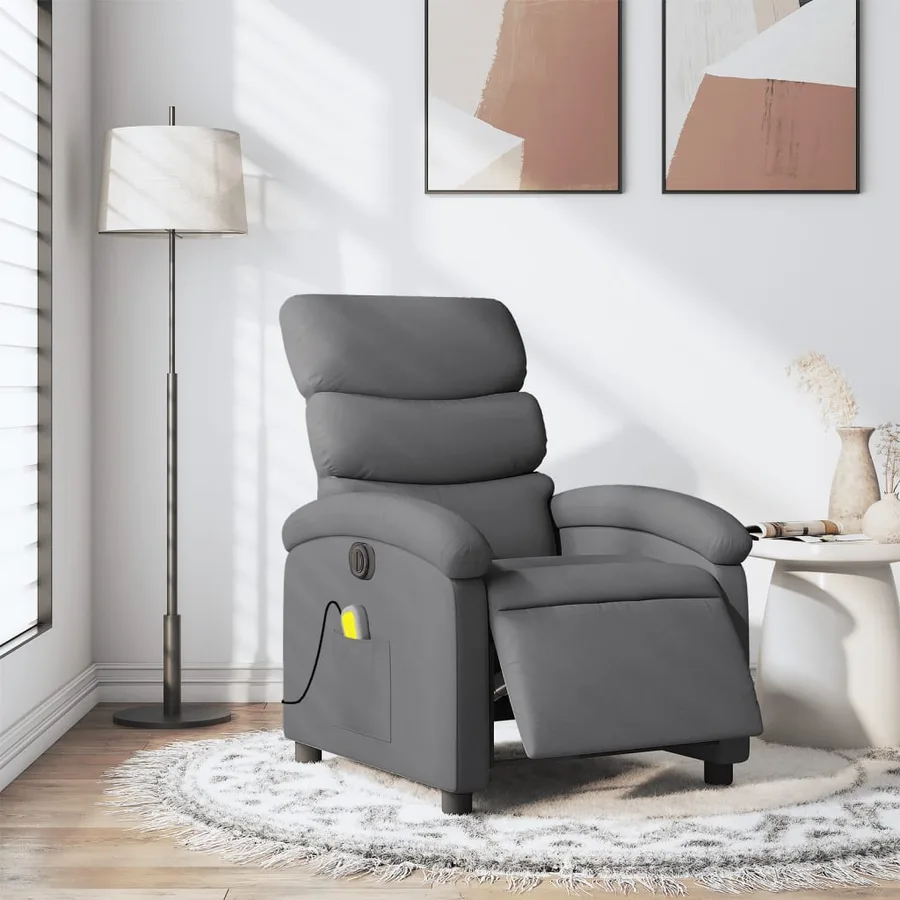 Fauteuil inclinable de massage électrique gris foncé tissu - 16