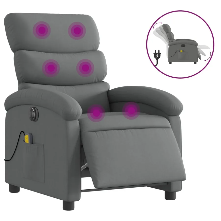 Fauteuil inclinable de massage électrique gris foncé tissu - 2