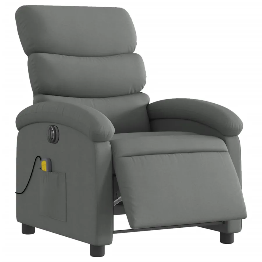 Fauteuil inclinable de massage électrique gris foncé tissu - 3
