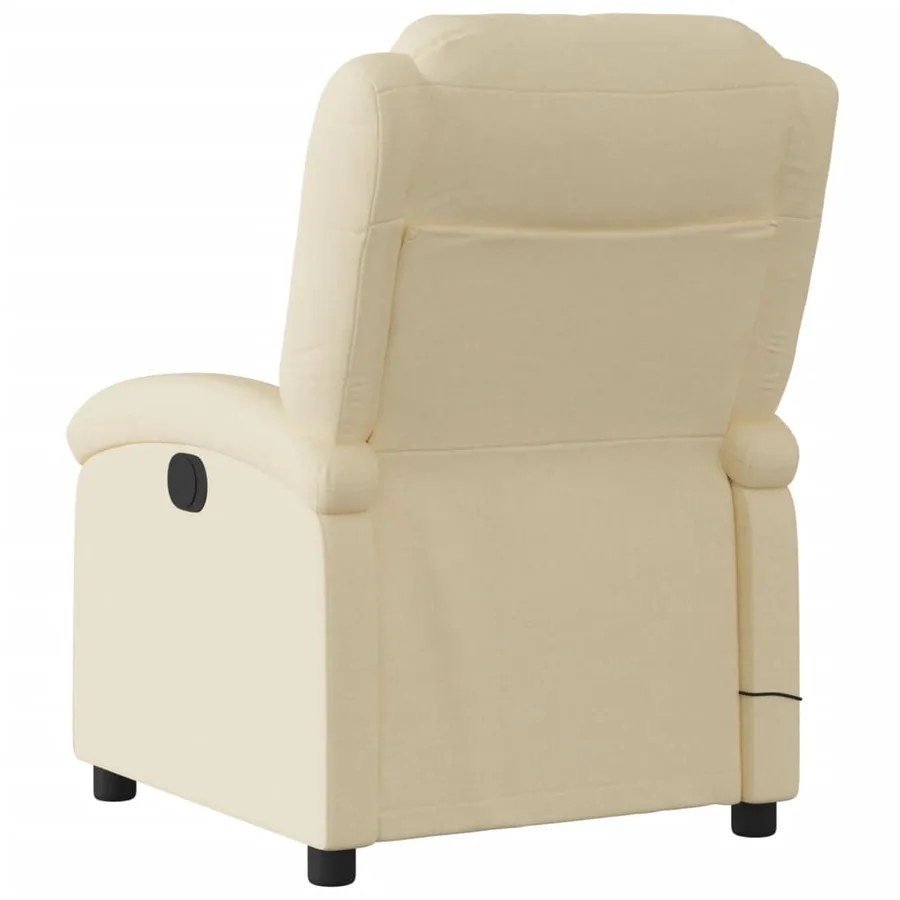 Fauteuil inclinable de massage électrique crème tissu - 5