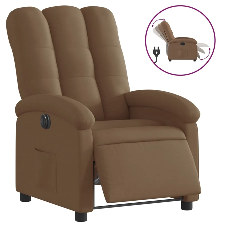 Fauteuil inclinable électrique Marron Tissu - 2