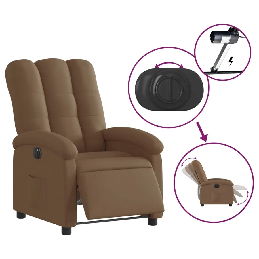 Fauteuil inclinable électrique Marron Tissu - 6