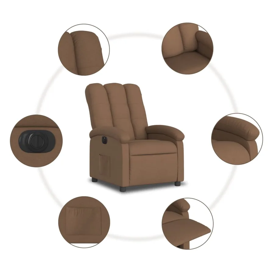 Fauteuil inclinable électrique Marron Tissu - 8