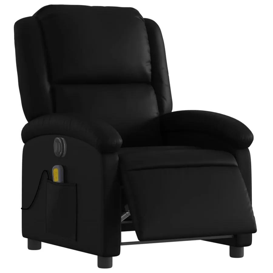 Fauteuil de massage inclinable électrique noir similicuir - 3