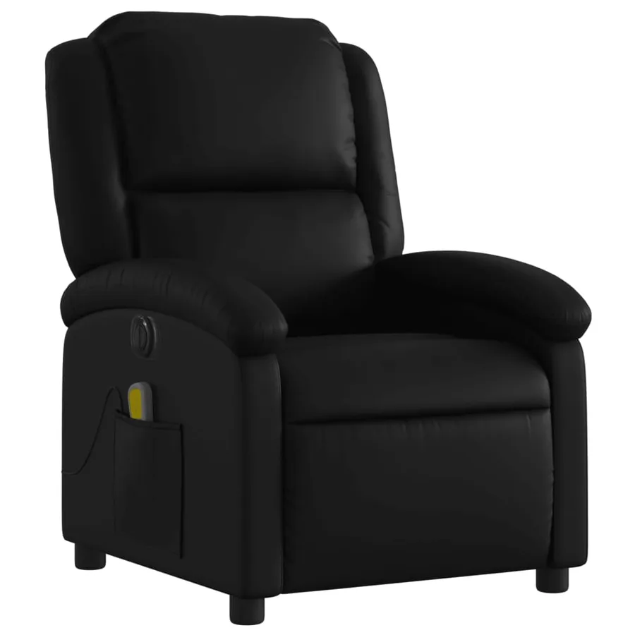 Fauteuil de massage inclinable électrique noir similicuir - 4