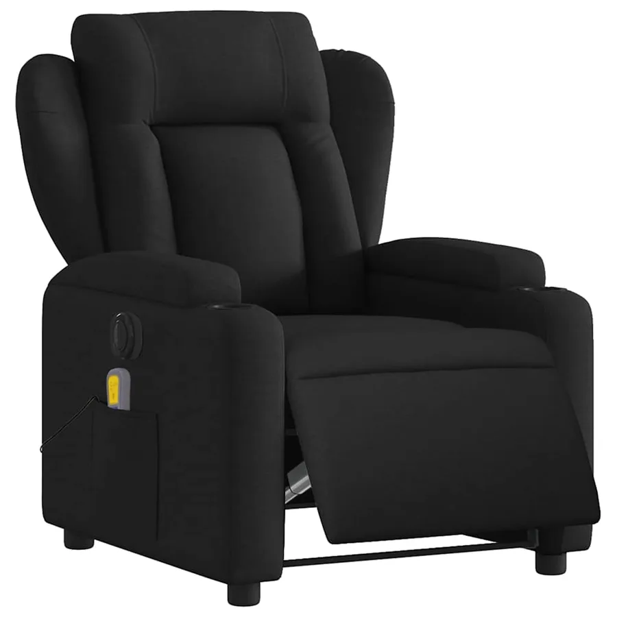 Fauteuil de massage inclinable électrique Noir Tissu - 3