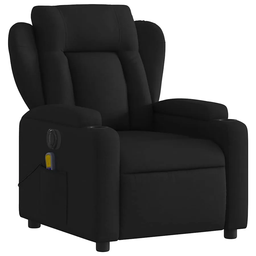 Fauteuil de massage inclinable électrique Noir Tissu - 4