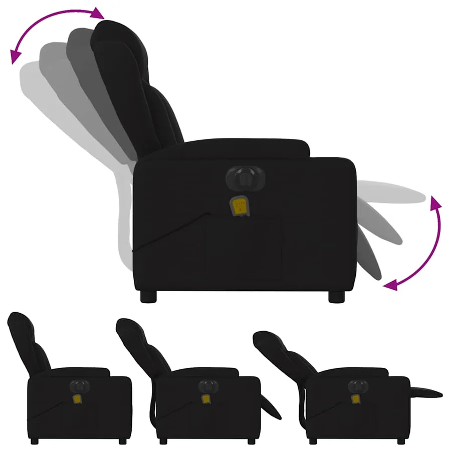 Fauteuil de massage inclinable électrique Noir Tissu - 7