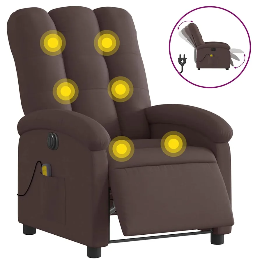 Fauteuil de massage inclinable électrique Marron foncé Tissu - 2