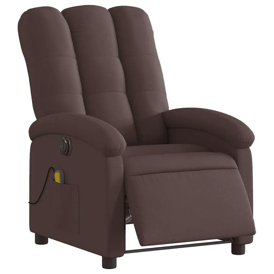 Fauteuil de massage inclinable électrique Marron foncé Tissu - 3