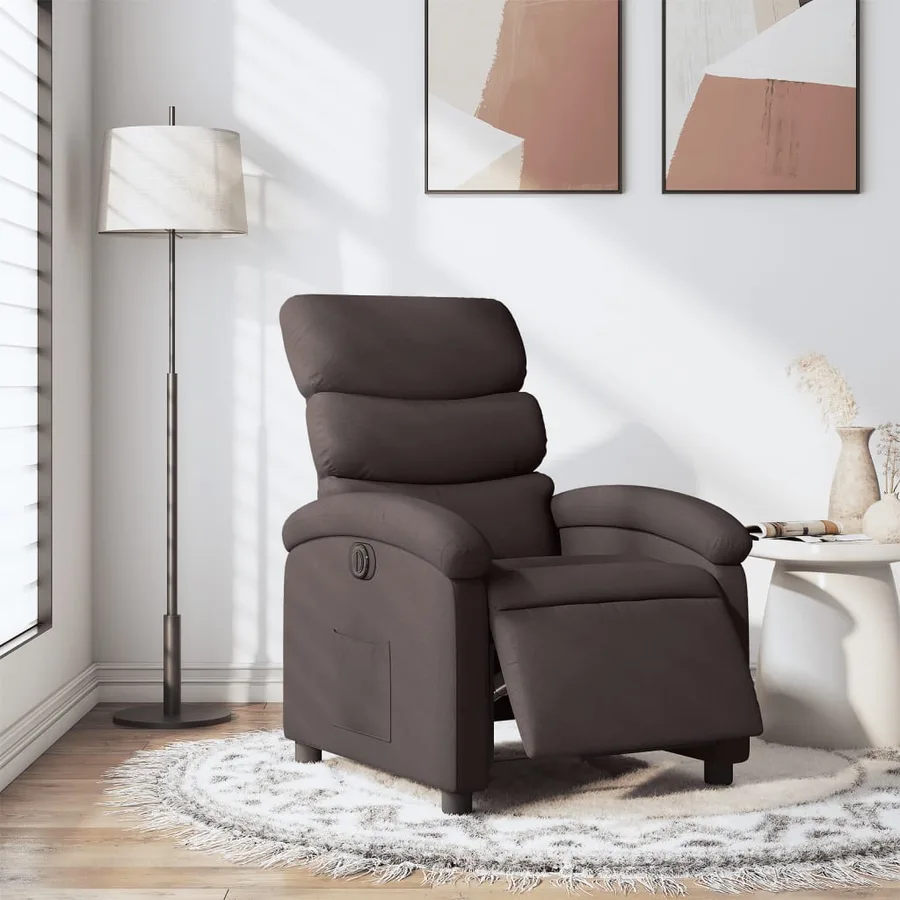Fauteuil inclinable électrique Marron foncé Tissu - 16