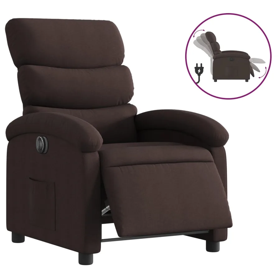 Fauteuil inclinable électrique Marron foncé Tissu - 2