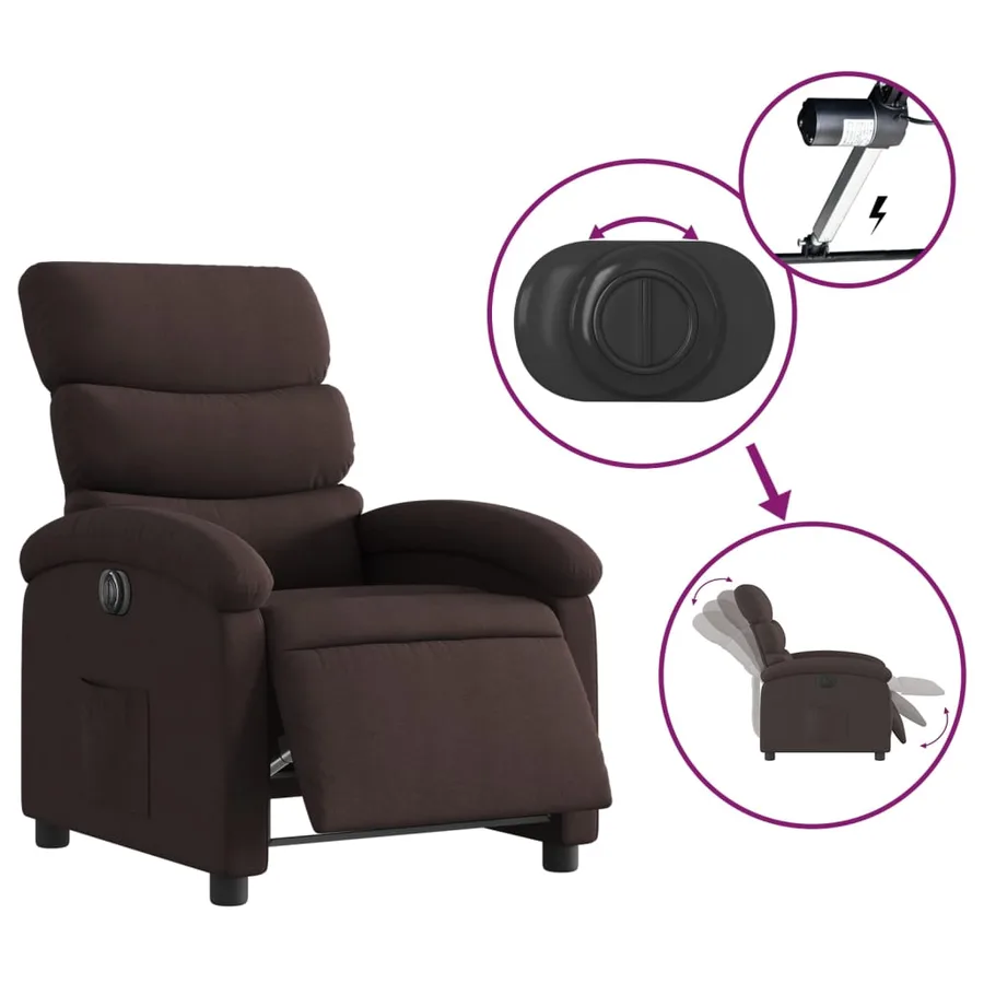 Fauteuil inclinable électrique Marron foncé Tissu - 6