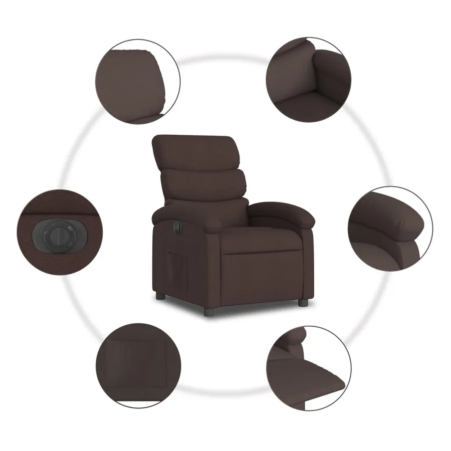 Fauteuil inclinable électrique Marron foncé Tissu - 8