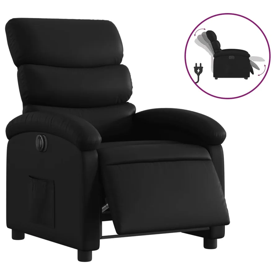Fauteuil inclinable électrique Noir Similicuir - 2