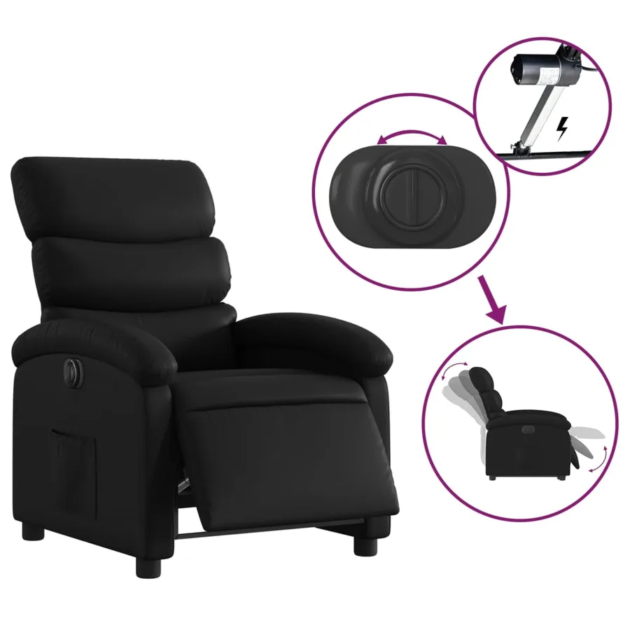 Fauteuil inclinable électrique Noir Similicuir - 6