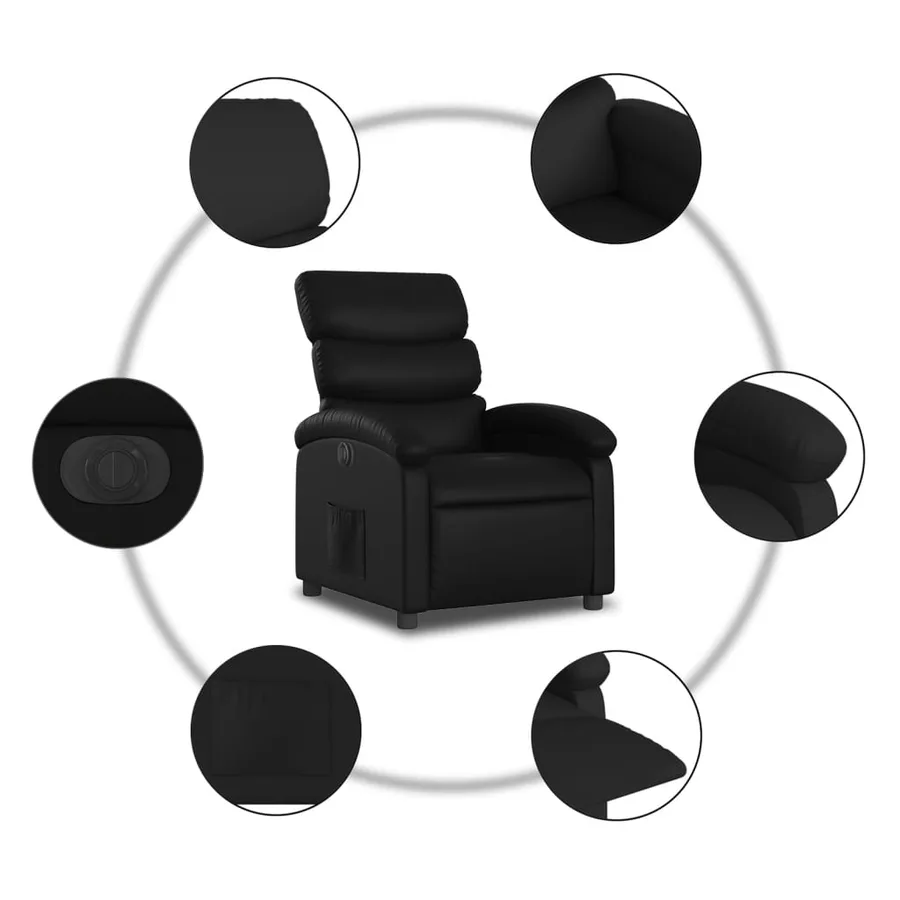 Fauteuil inclinable électrique Noir Similicuir - 8