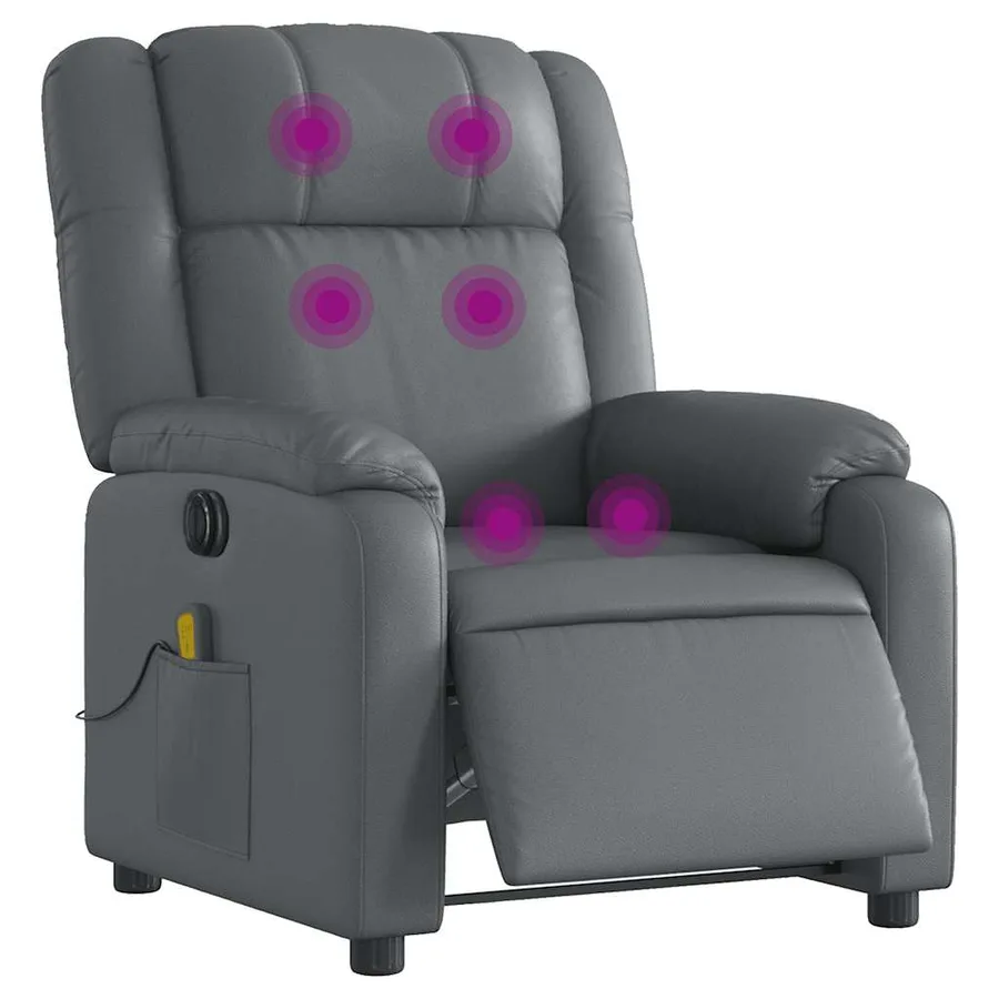 Fauteuil de massage inclinable électrique gris similicuir - 3