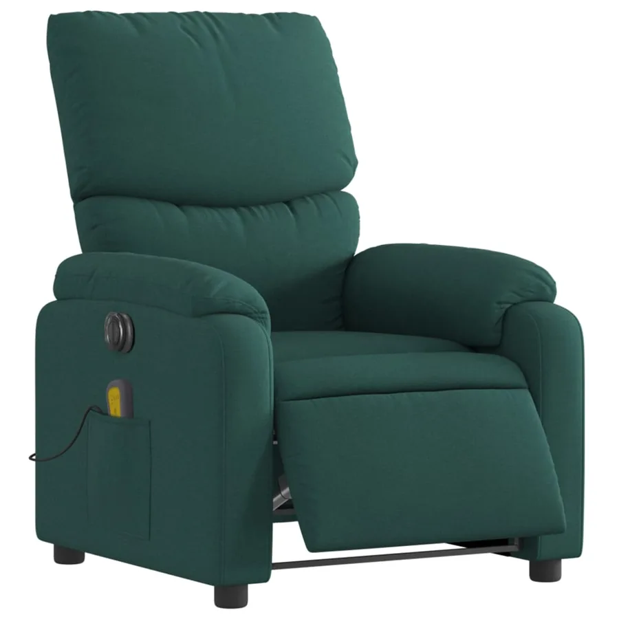 Fauteuil de massage inclinable électrique Vert foncé Tissu - 3