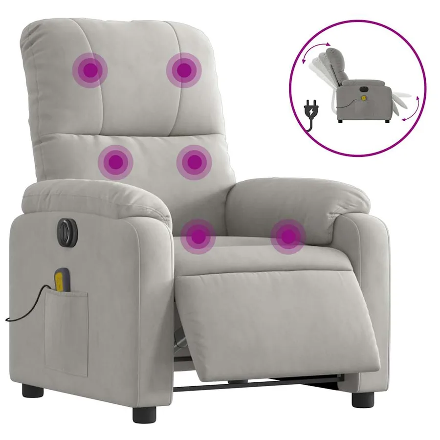 Fauteuil inclinable de massage électrique gris clair - 2