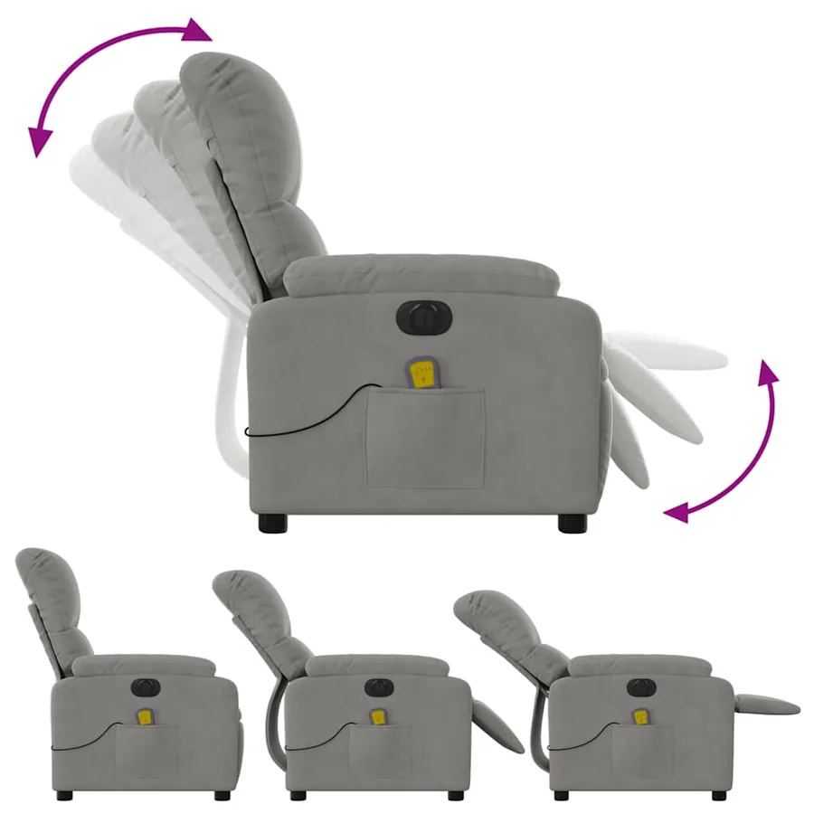 Fauteuil inclinable de massage électrique gris clair - 7