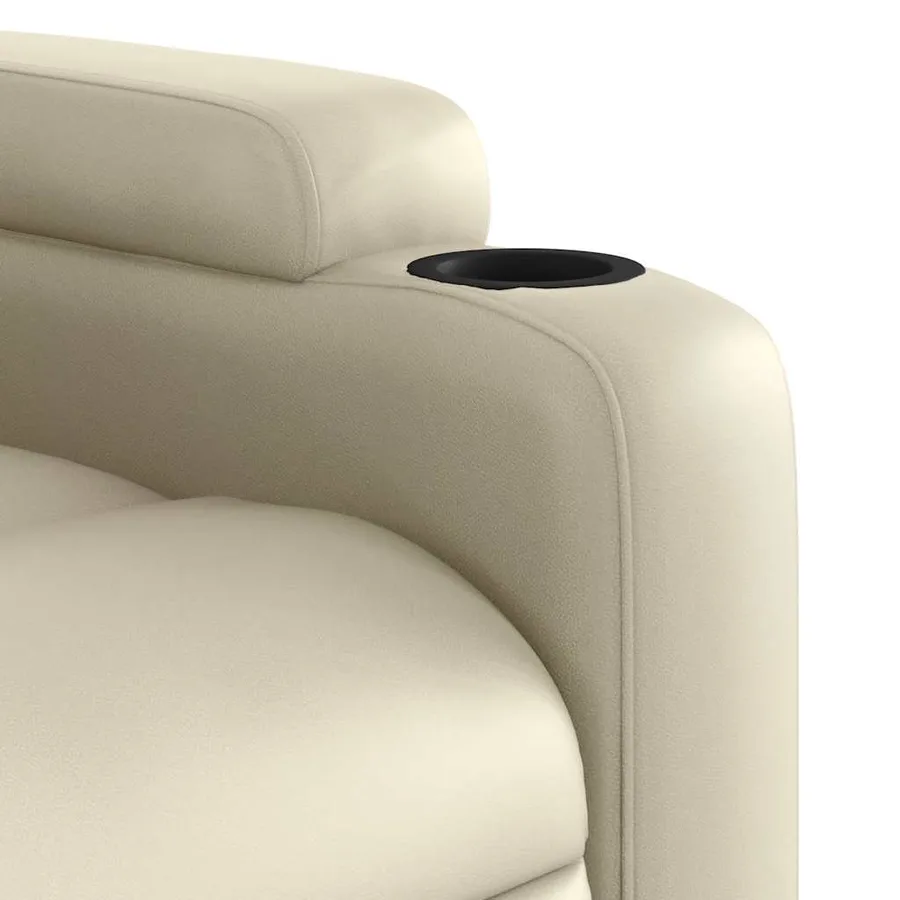 Fauteuil de massage inclinable électrique crème similicuir - 11