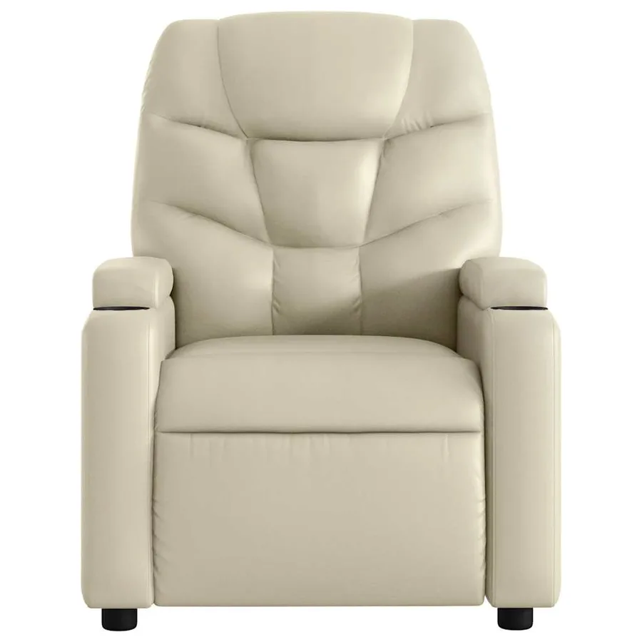 Fauteuil de massage inclinable électrique crème similicuir - 9