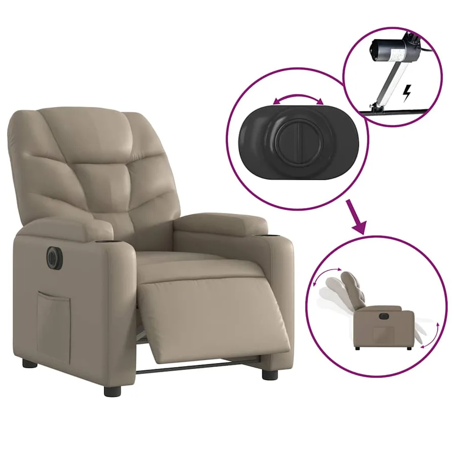 Fauteuil inclinable électrique Cappuccino Similicuir - 6