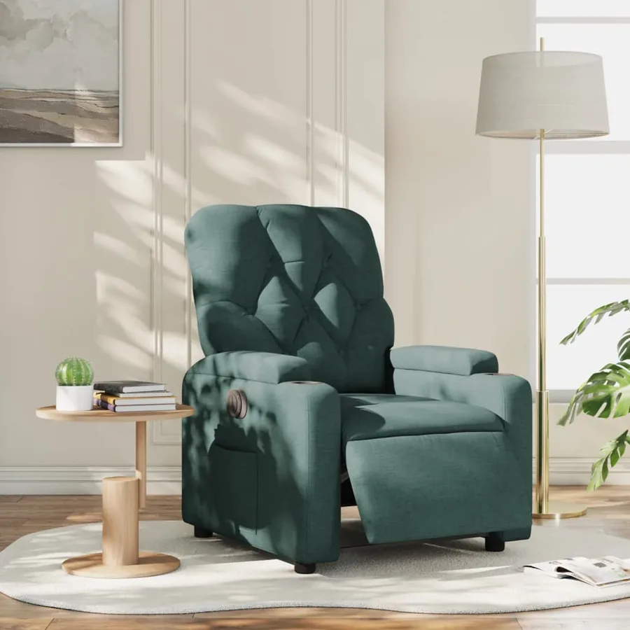 Fauteuil inclinable électrique Vert foncé Tissu - 16