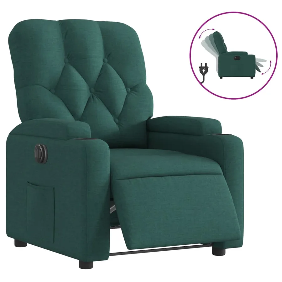 Fauteuil inclinable électrique Vert foncé Tissu - 2