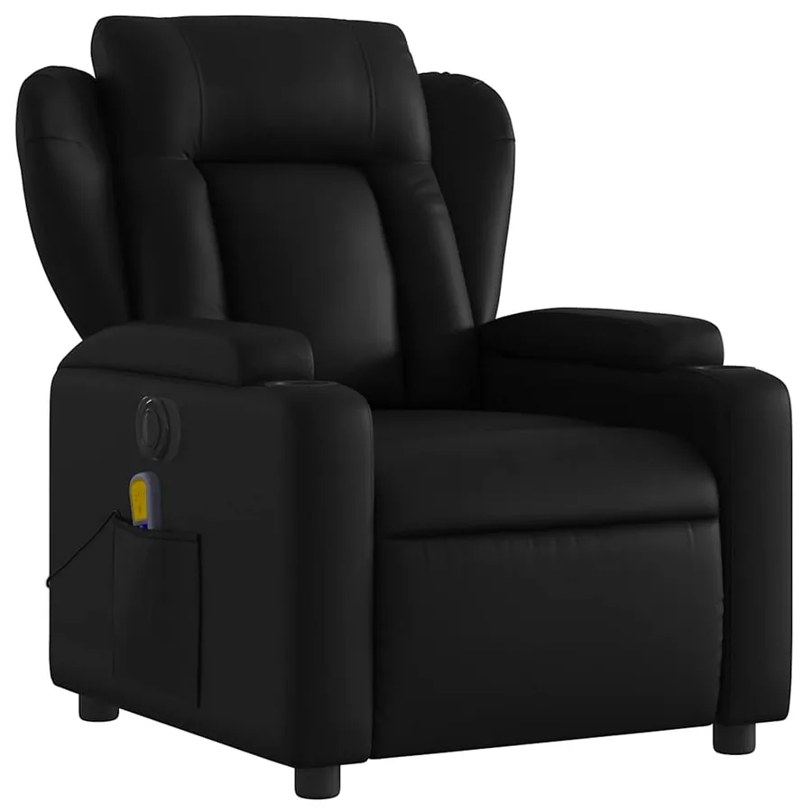 Fauteuil de massage inclinable électrique noir similicuir - 4