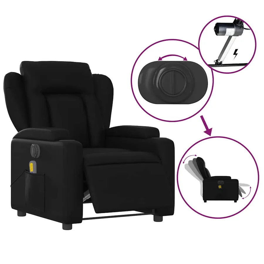 Fauteuil de massage inclinable électrique noir similicuir - 6