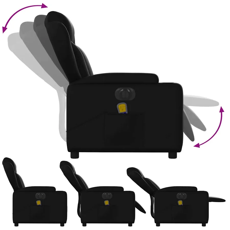 Fauteuil de massage inclinable électrique noir similicuir - 7