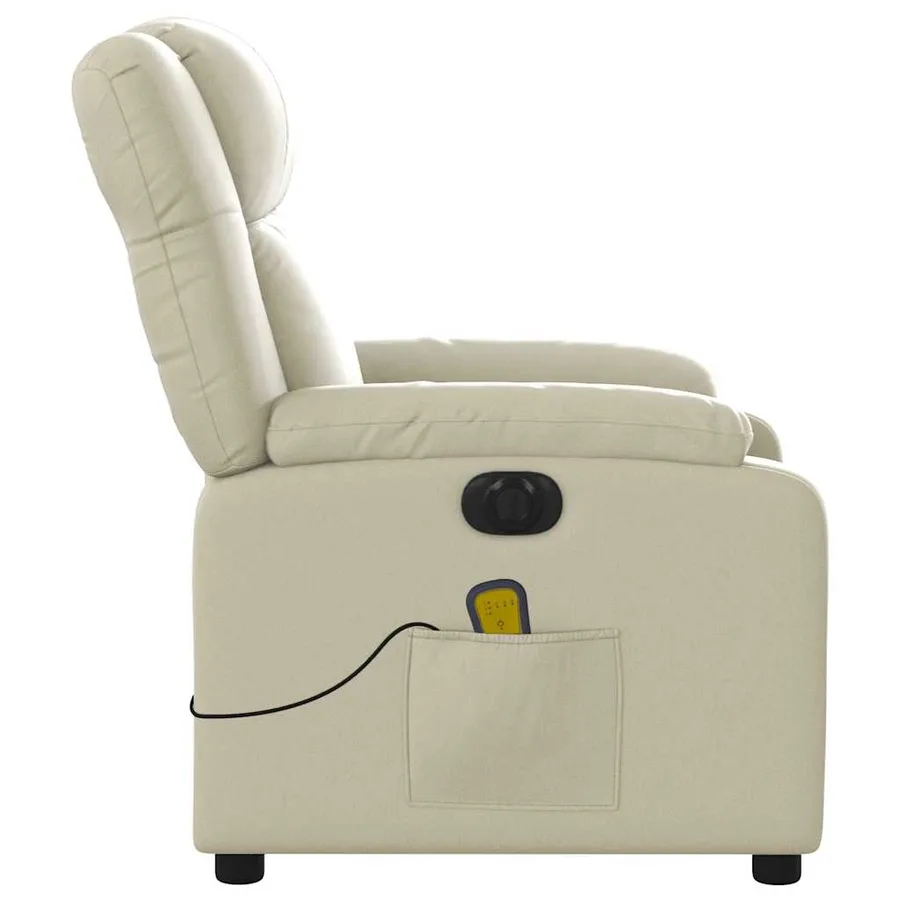 Fauteuil de massage inclinable électrique crème similicuir - 10