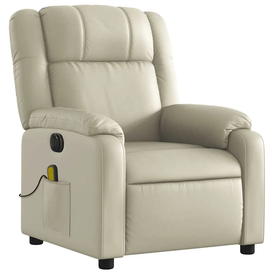 Fauteuil de massage inclinable électrique crème similicuir - 4