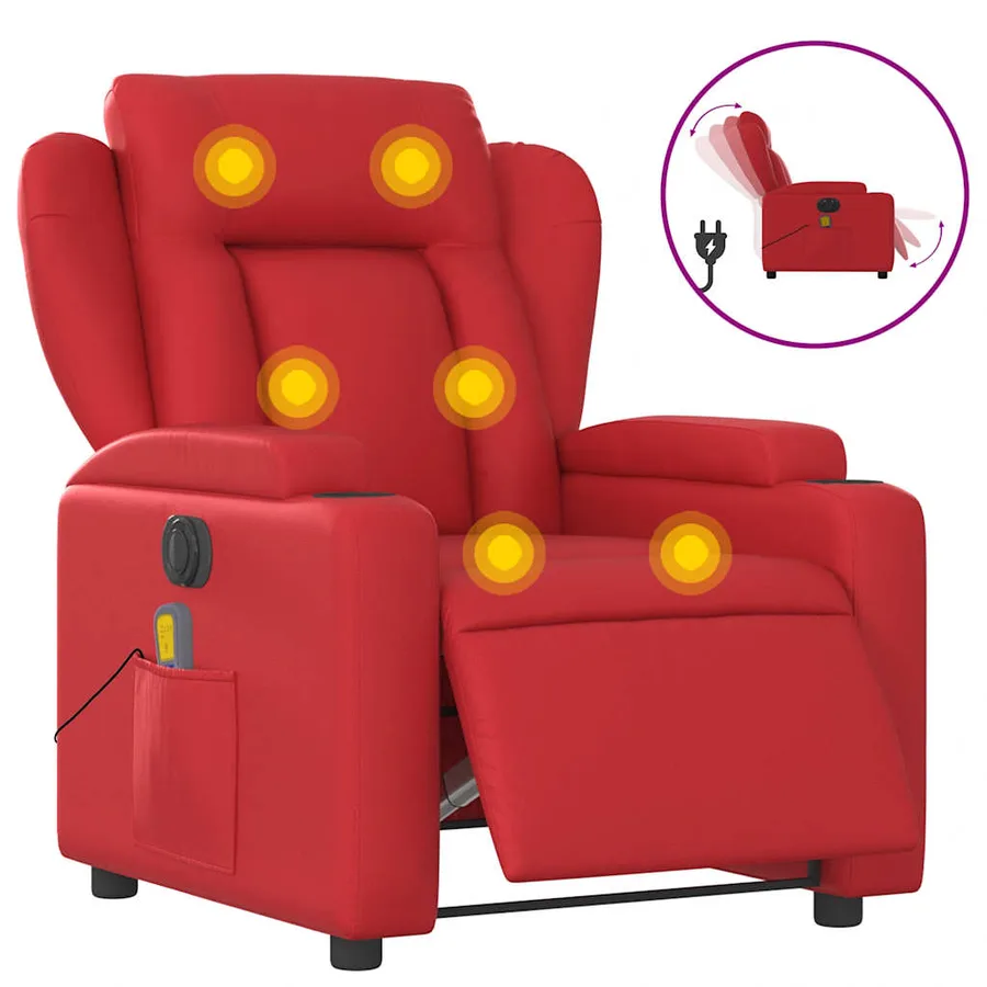 Fauteuil de massage inclinable électrique rouge similicuir - 2