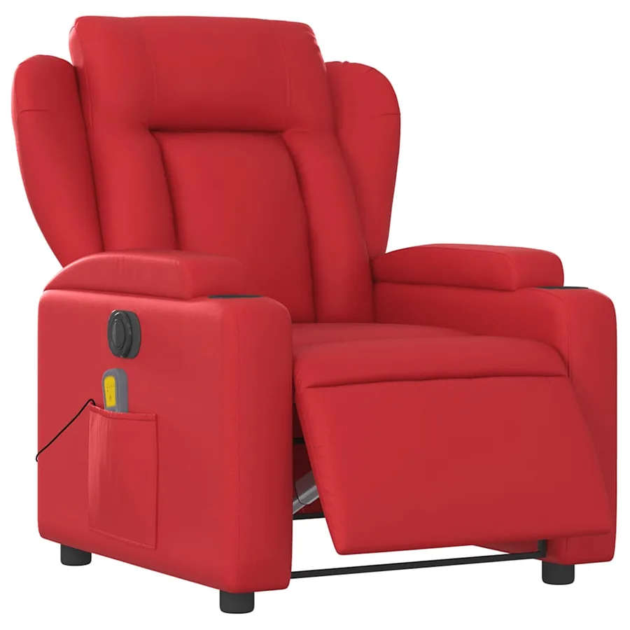 Fauteuil de massage inclinable électrique rouge similicuir - 3
