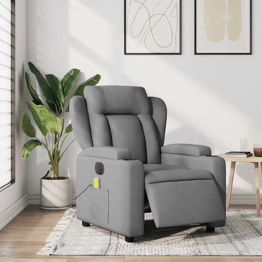 Fauteuil de massage inclinable électrique gris clair tissu - 16