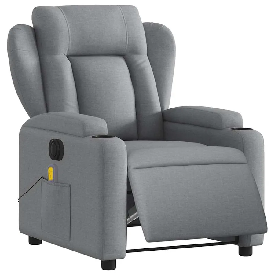 Fauteuil de massage inclinable électrique gris clair tissu - 3