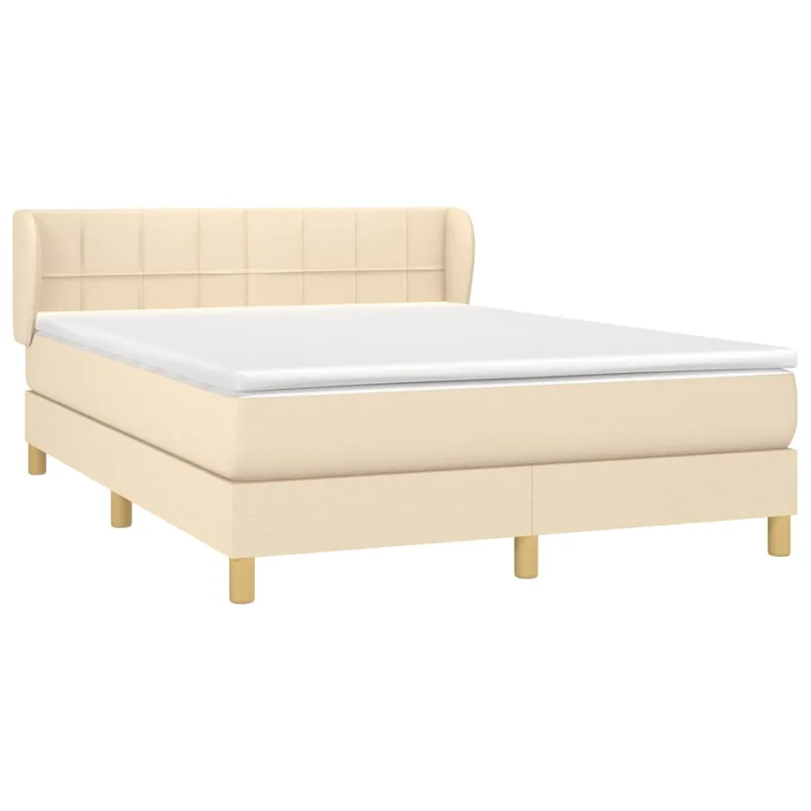 Sommier à lattes de lit avec matelas Crème 140x190 cm Tissu - 3