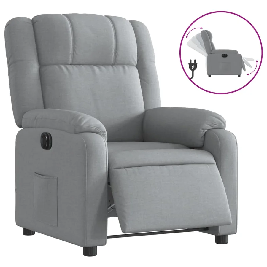 Fauteuil inclinable électrique Gris clair Tissu - 2